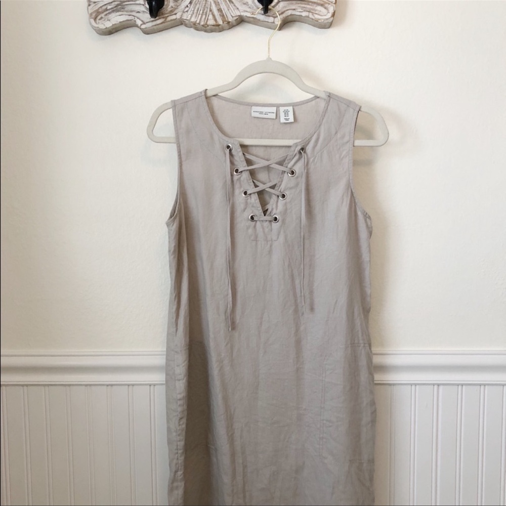 ADRIENNE VITTADINI tan linen dress Size Medium